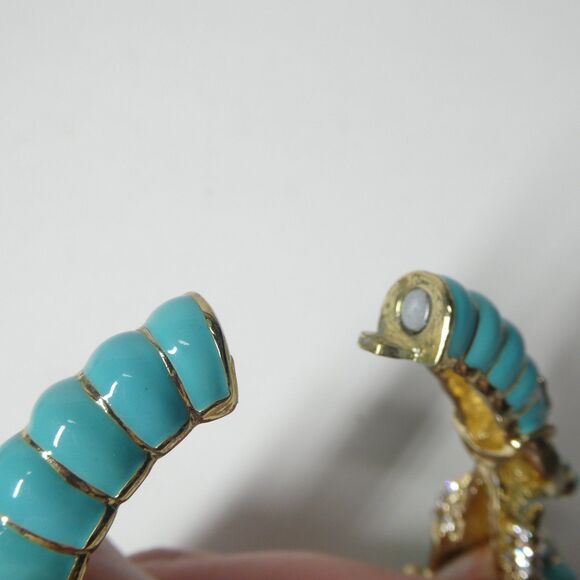 Kenneth Lane Blue Enamel Elephant Hinged Bangle Bracelet Vintage - Picture 9 of 14